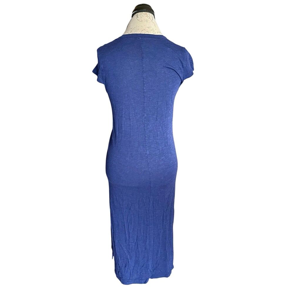 Jessica Simpson Dress Midi Small Short Sleeve Slit Blue Minimalist Coastal Boho - Picture 3 of 10